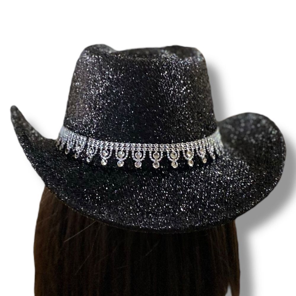 Black Sparkle Rhinestone Cowboy Hat | Disco Cowgirl Festival Glam NWT